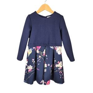 BAKER BY TED BAKER GIRLS’ QUILTED FLORAL DRESS – AGE 6–7 – NAVY BODICE